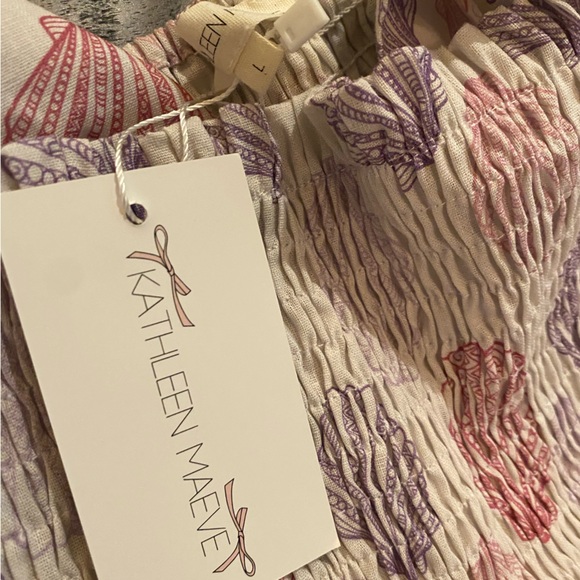 Kathleen Maeve Taylor Smocked Linen Mini Seashells Print - Picture 3 of 7